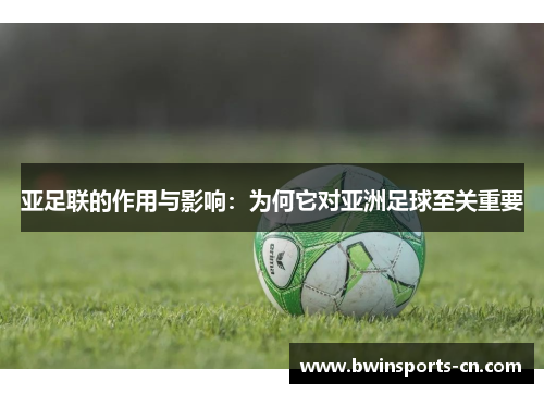 亚足联的作用与影响：为何它对亚洲足球至关重要